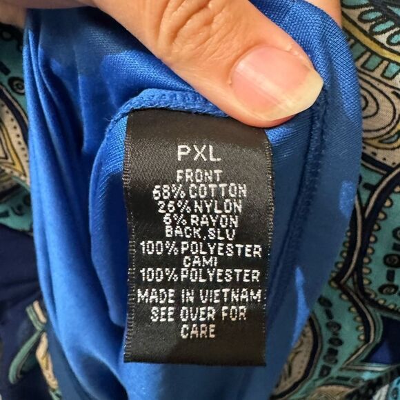 INC International Concepts Women beaded Boho Blouse with underslip  Petite XL - Picture 6 of 10